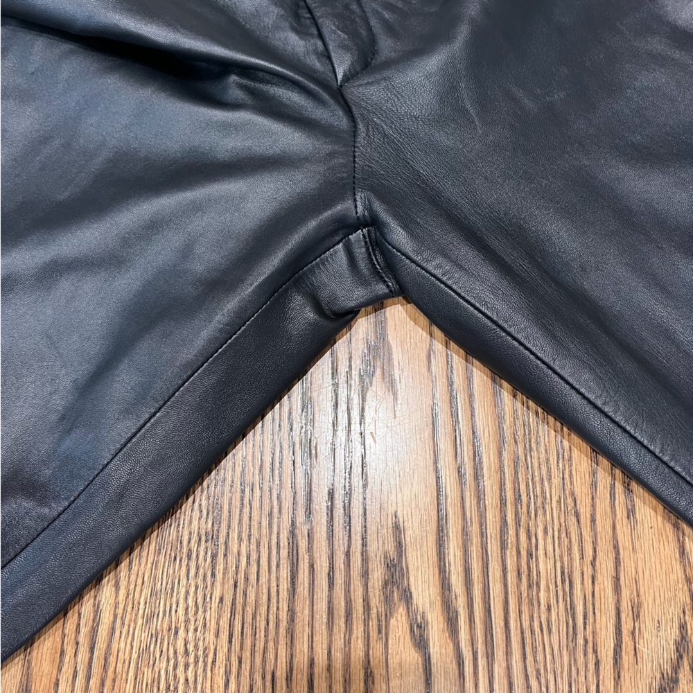 Nicole Miller New York 100% Leather Pants High Rise Straight Leg Black Y2K, 8 - Picture 10 of 14